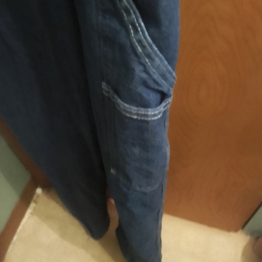 Classic Dark Wash Mens Red Cap Bib Denim Overalls 34/32 - Picture 16 of 16